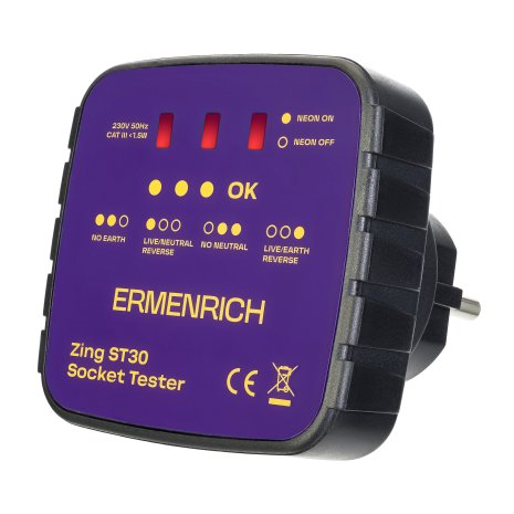 Тестер розеток Ermenrich Zing ST30, фиолетовый